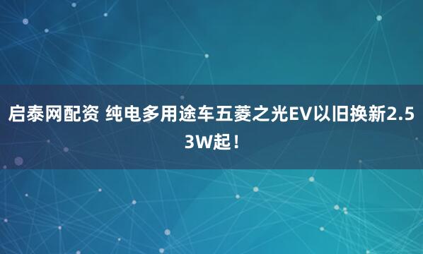 启泰网配资 纯电多用途车五菱之光EV以旧换新2.53W起！